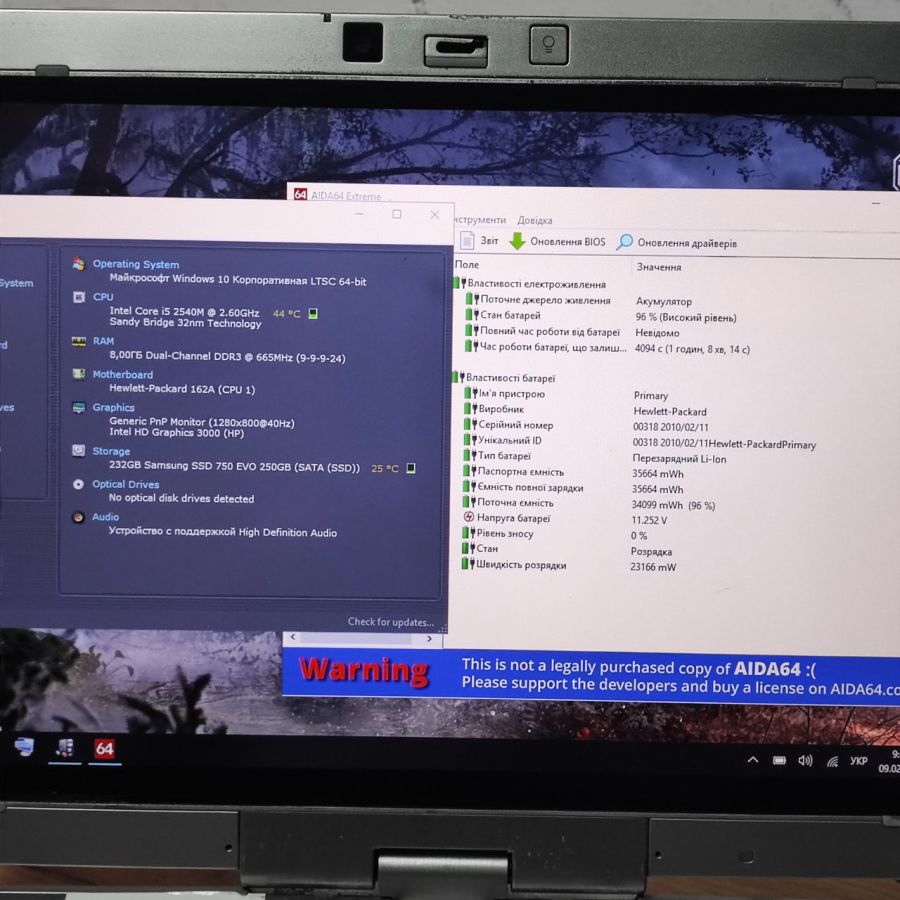 Ноутбук Б/В HP EliteBook2760p, Intel Core i5-2540M, DDR3 8 GB, SSD 256GB, 12.1" HD [ProductHub SKU HP72]