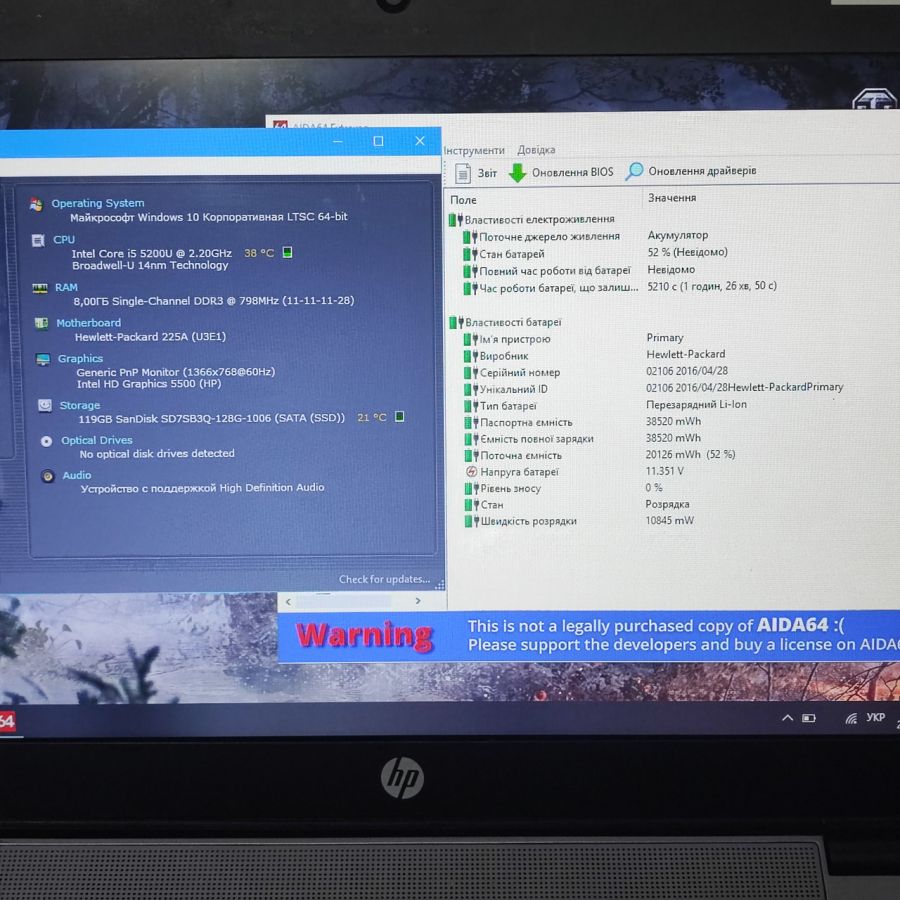 Ноутбук Б/В HP EliteBook 820 G2, Intel Core i5-5200U, DDR3 8 GB, SSD 128GB, 12" HD [ProductHub SKU HP61]
