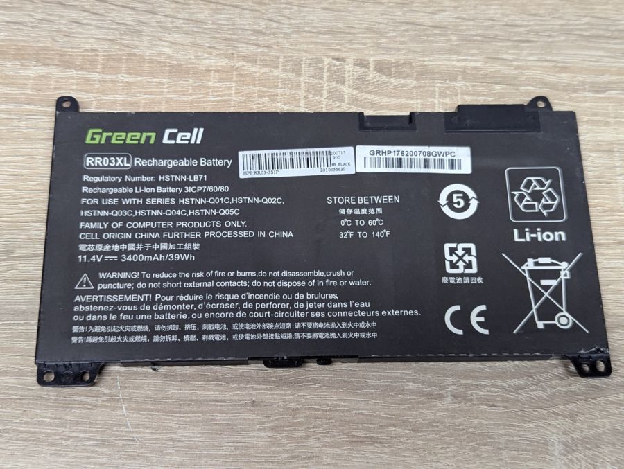 Б/В Акумуляторна батарея Green Cell RR03XL [ProductHub SKU RR03XL-39]