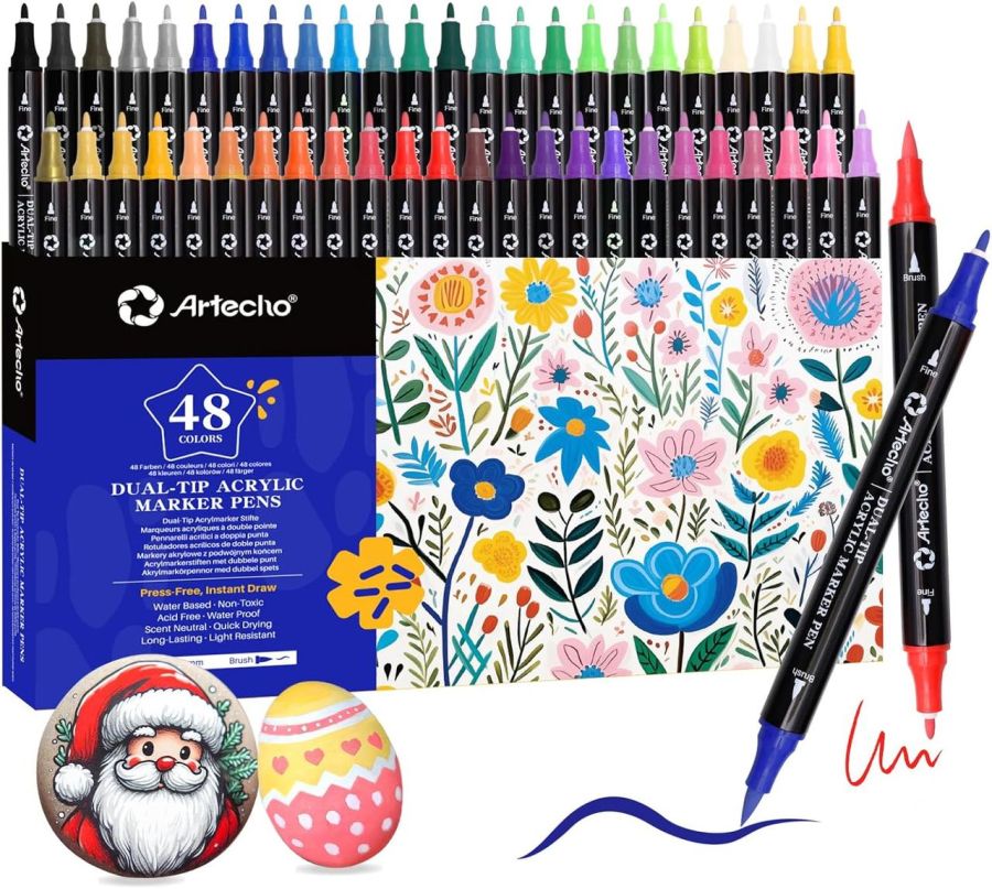 Новий Набір двосторонніх акрилових маркерів Artecho на 48 кольорів [ProductHub SKU Artecho(4)]