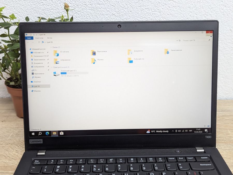 Ноутбук Б/В Lenovo ThinkPad T490, Intel Core i5-8265U, DDR4 8GB, SSD 256GB, 14" Full HD
