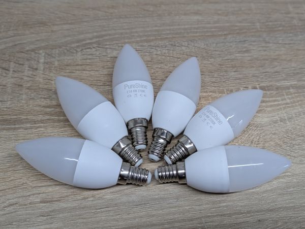 Новий Cвітлодіодні лампи E14 PureShine у формі свічки 6 штук [ProductHub SKU PureShine(12)]