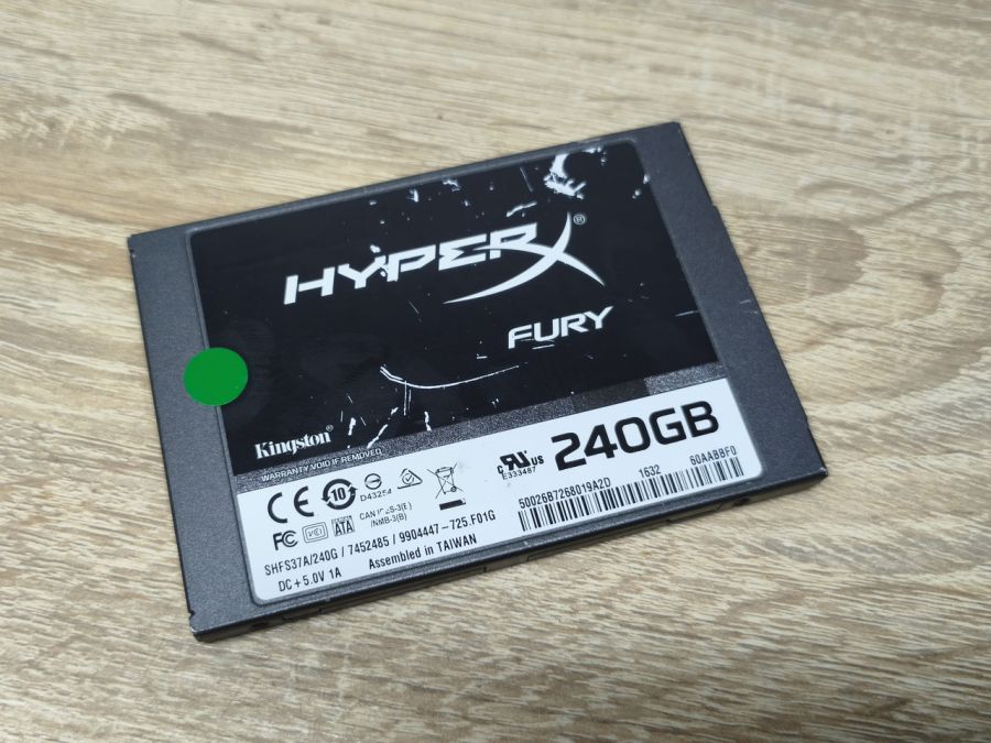 Б/В SSD Kingston HyperX FURY 240Gb 2.5" Життя 100% [ProductHub SKU SHFS37A]