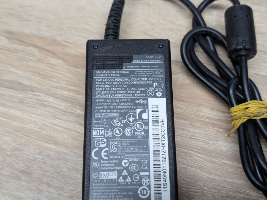 Блок живлення Lenovo 65W 20V 3.25A 3.0 x 1.1 мм Б/В [ProductHub SKU 45N0119]
