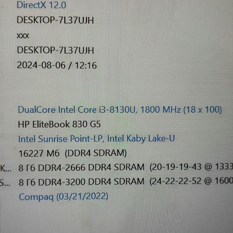 Ноутбук Б/В HP EliteBook 830 G5, Intel Core i3-8130U, DDR4 16 GB, SSD 256GB, 13" Full HD