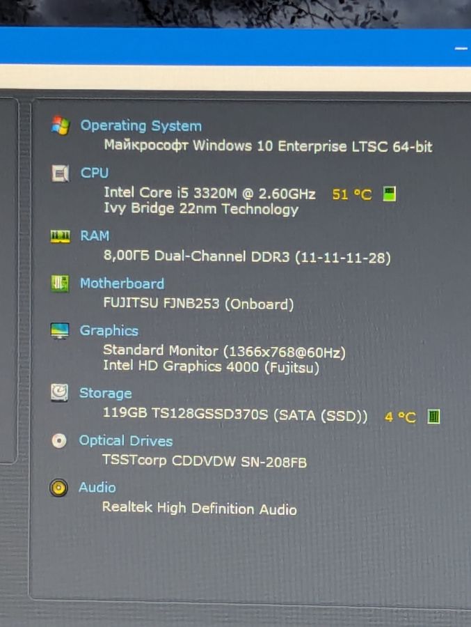Уцінка! Ноутбук Б/В Fujitsu E782, Intel Core i5-3320M, DDR3 8 GB, SSD 128GB, 15.6" HD