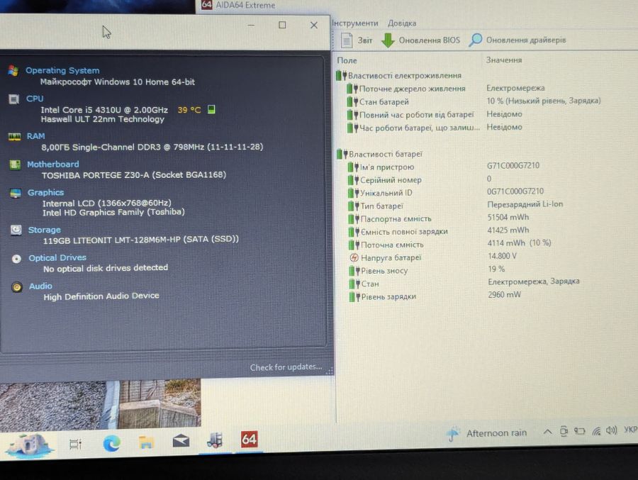 Уцінка! Ноутбук Б/В Toshiba Portege Z30-A, Intel Core i5-4310U, DDR3 8 GB, SSD 128GB, 13" HD