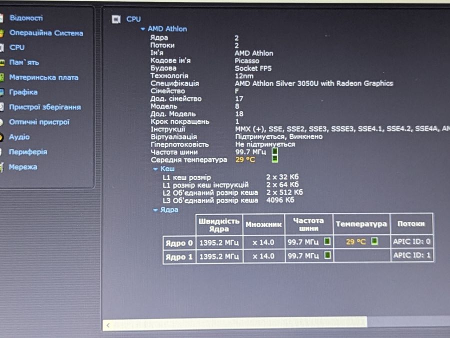 Уцінка! Ноутбук Б/В Lenovo IdeaPad 3, AMD Athlon Silver 3050U, DDR4 16 GB, SSD 256GB, AMD Radeon Graphics 2Gb, 15" Full HD