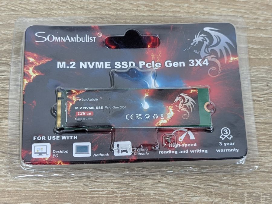 Б/В NVME SSD M.2 Pcle Gen 3x4 SomnAmbulist 128 Gb