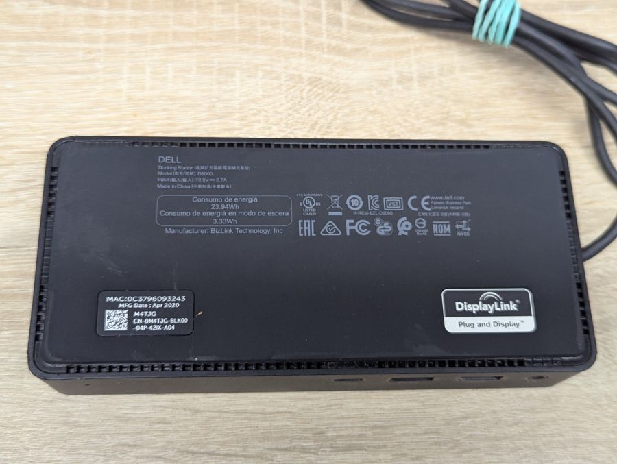 Б/В Док-станція Dell D6000 (USB 3.0, USB Type-C, HDMI, DisplayPort, Gigabit Ethernet)