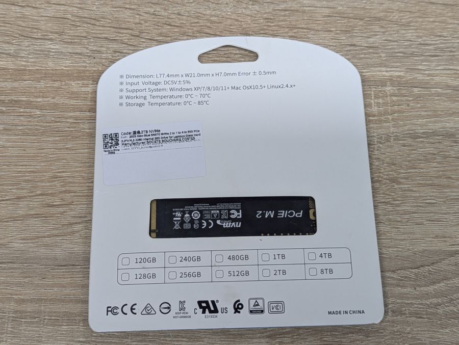 Б/В SSD Blue NVMe 2280 PCIe M.2 2Tb