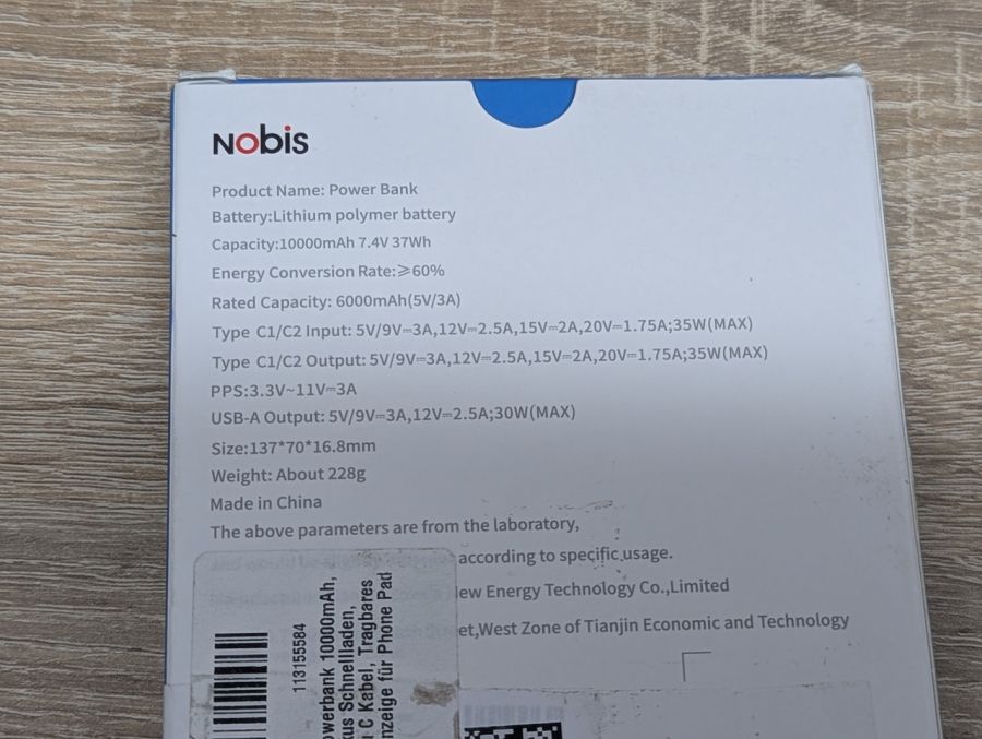Новий Портативний зарядний пристрій NOBIS Power Bank 35 Вт