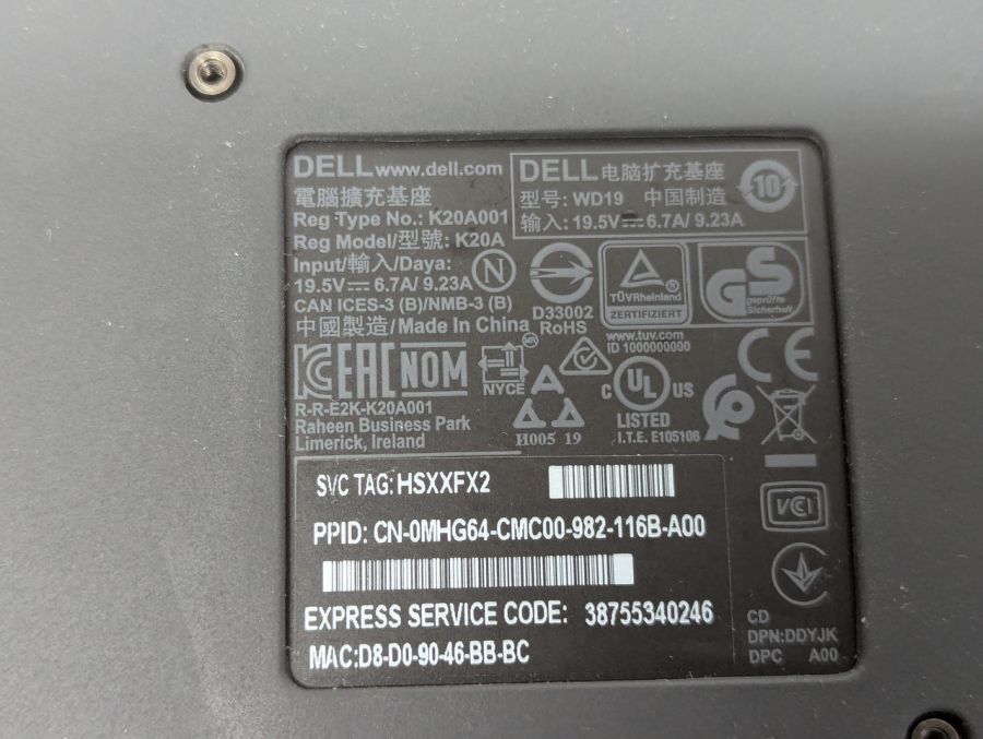 Б/В Док-станція Dell Dock K20A001 WD19