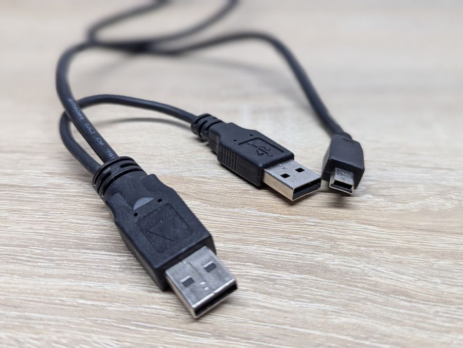 Б/В Кабель 2*USB Type-A male—USB mini 5 pin male