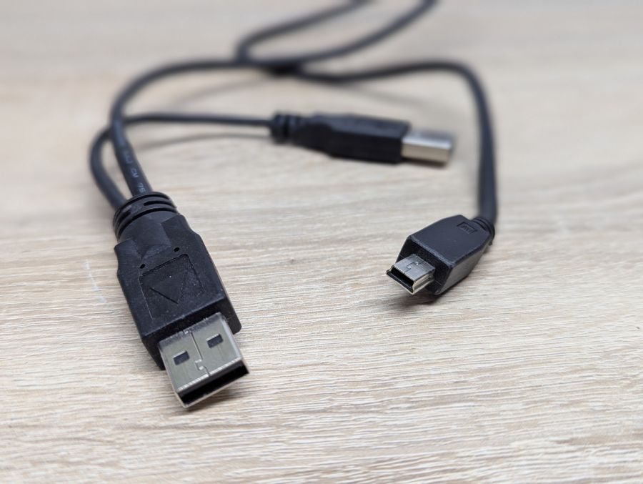 Б/В Кабель 2*USB Type-A male—USB mini 5 pin male