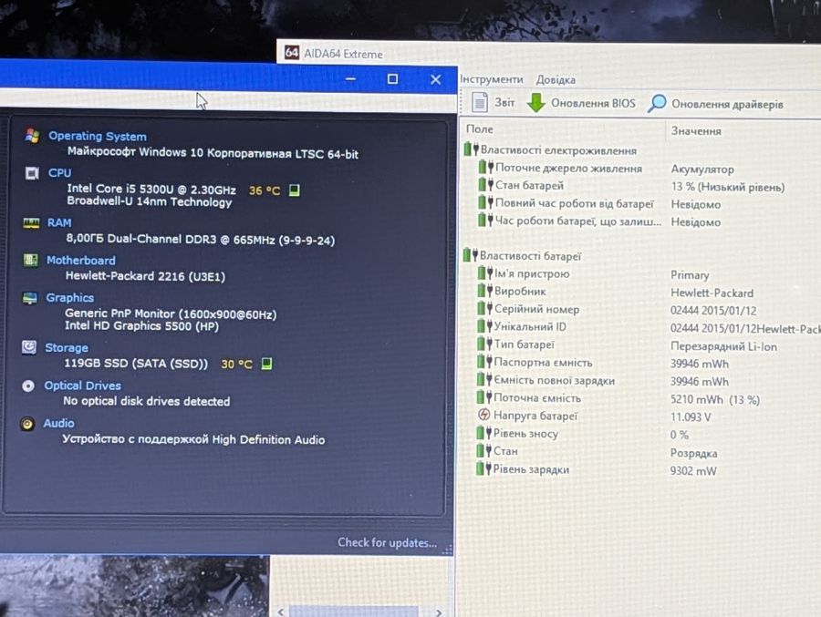 Уцінка! Ноутбук Б/В HP EliteBook 840 G2, Intel Core i5-5300U, DDR3 8 GB, SSD 128GB, 14" HD