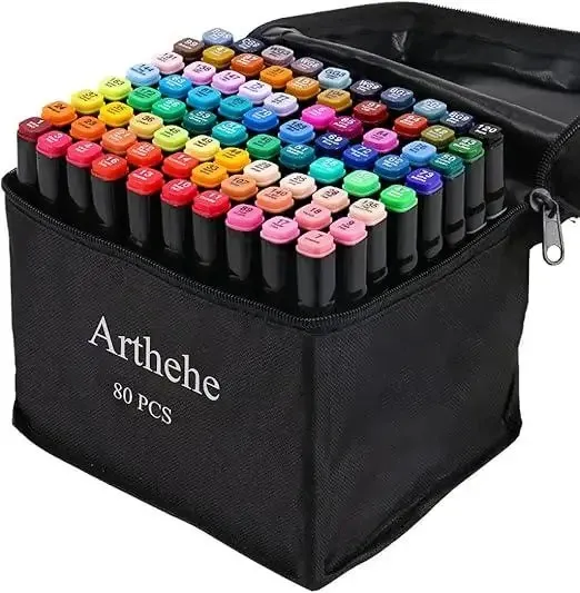 Новий Набір двосторонніх спиртових скетч-маркерів Arthehe на 80 кольорів [ProductHub SKU Arthehe(5)]