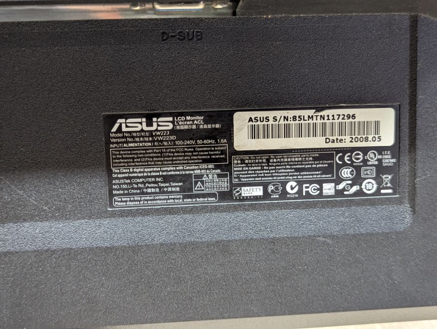 Б/В Монітор ASUS VW223D