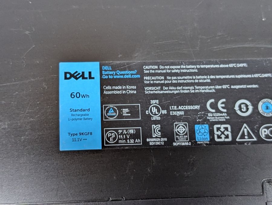 Б/В Оригінальна акумуляторна батарея Dell 9KGF8 [ProductHub SKU 9KGF8]