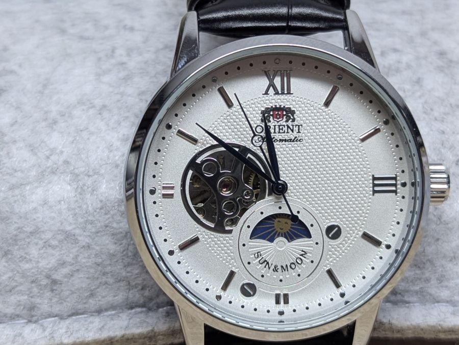 Новий Чоловічий механічний годинник Orient із серії Sun & Moon Semi Skeleton(аналог)