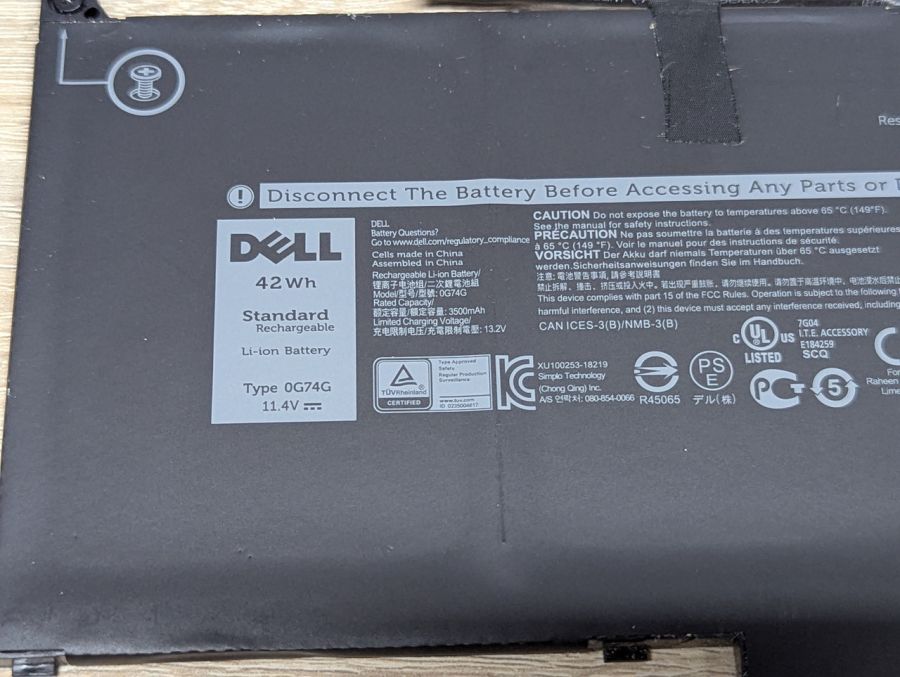 Б/В Оригінальна акумуляторна батарея Dell 0G74G