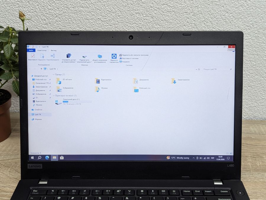 Ноутбук Б/В Lenovo ThinkPad L480, Intel Core i5-8250U, DDR4 8 GB, SSD 256GB, 14" UHD