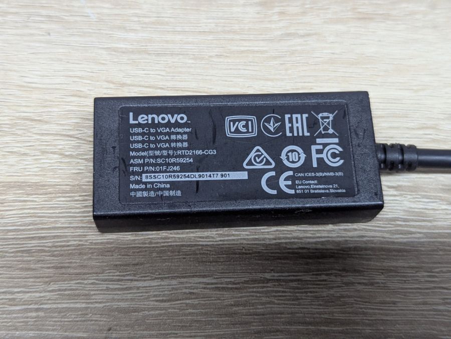 Б/В Перехідник Lenovo USB-C to VGA (RTD2166-CG3)
