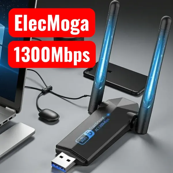 Новий Дводіапазонний USB Wi-Fi адаптер ElecMoga AC1300 Mbps
