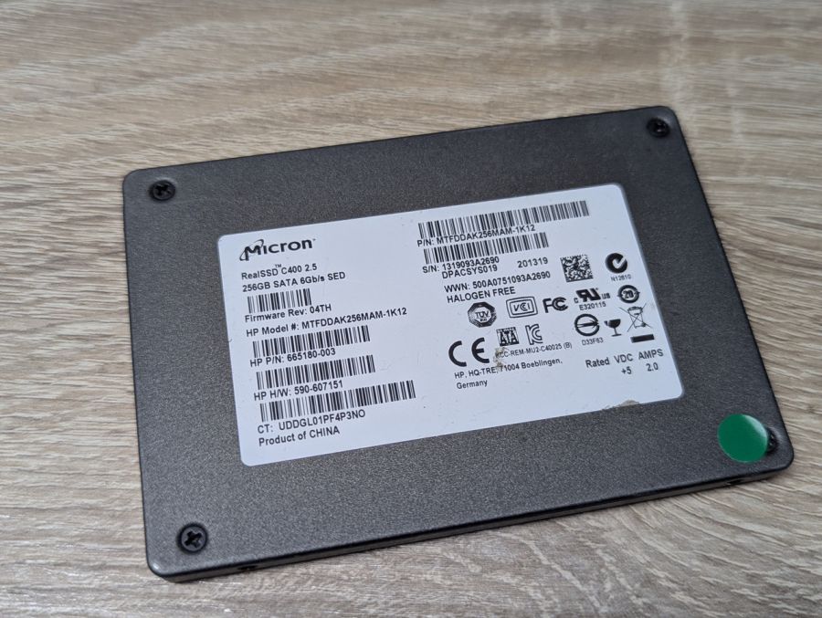 Б/В SSD Micron Real C400 256 ГБ 2.5" Життя 100%