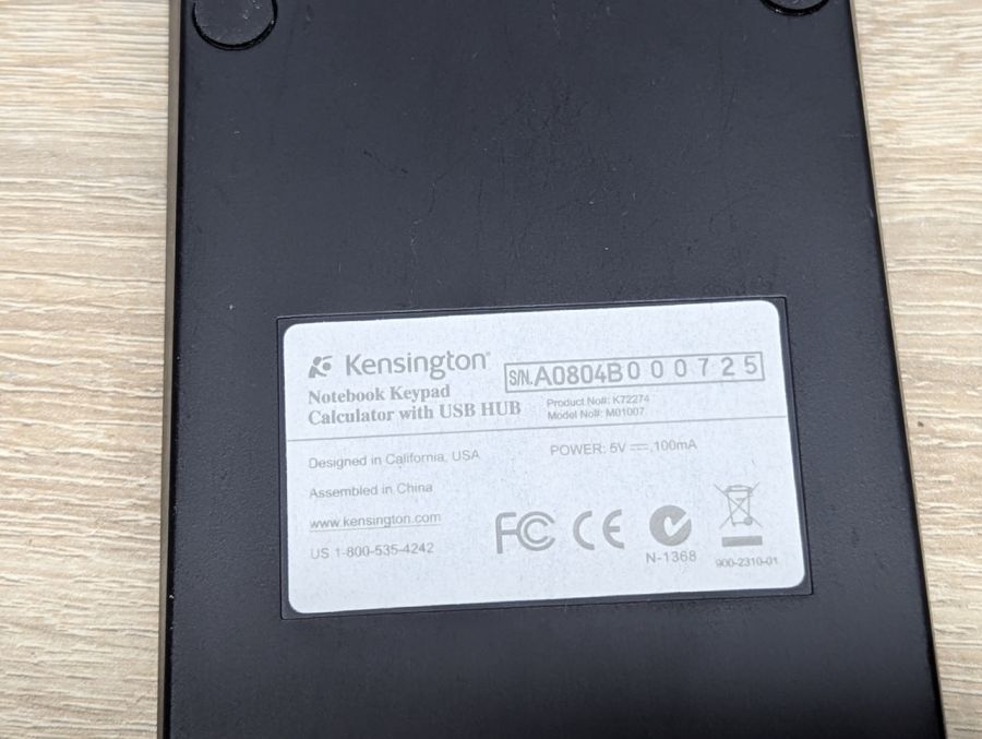 Б/В Цифровий блок калькулятор Kensington Notebook K72274