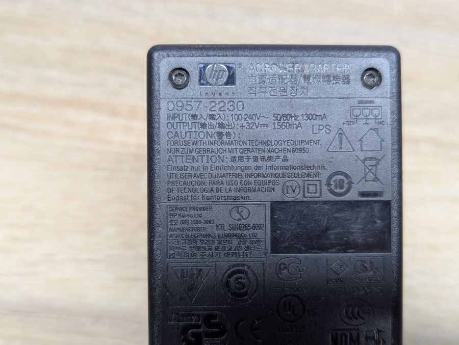Б/В Блок живлення HP 0957-2230 для принтерів, 50 Вт,+32 В,1.56 А,3-Pin Inline