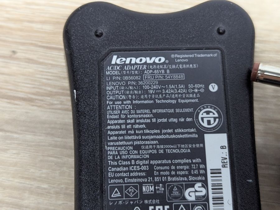 Б/В Блок живлення Lenovo ADP-65YB B,65W,19V, 3.42A,5.5 х 2.5 мм
