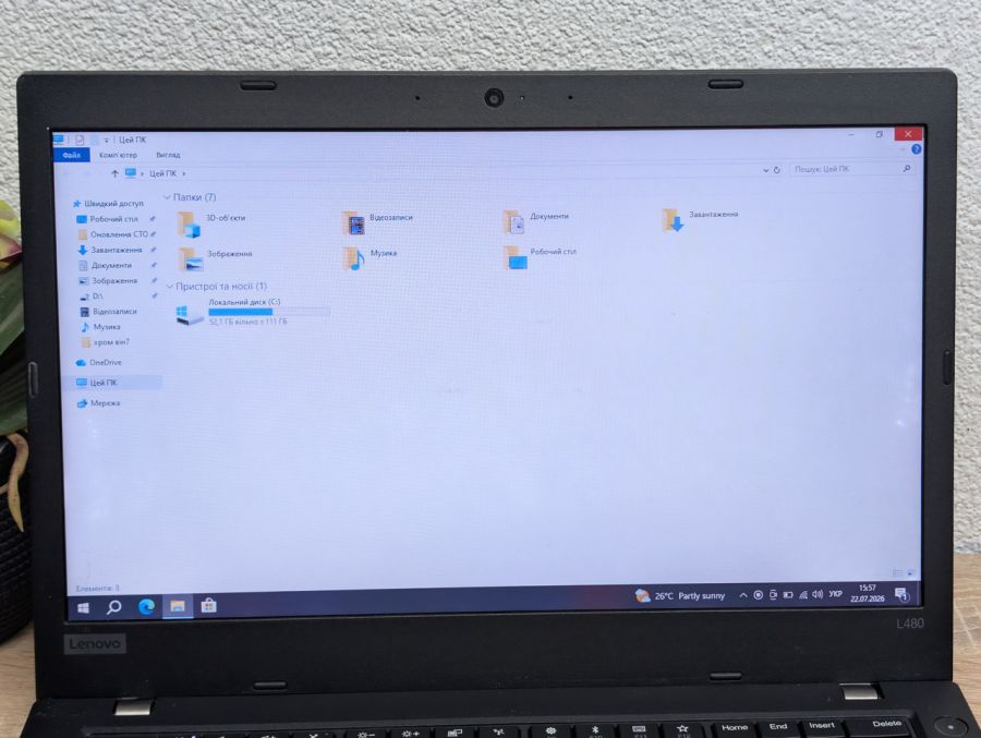 Ноутбук Б/В Lenovo ThinkPad L480, Intel Core i5-8250U, DDR4 8GB, SSD 120GB, 14"